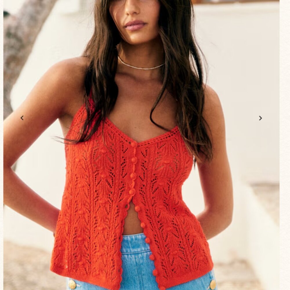 Sezane Francisco Camisole Top Red - Size S